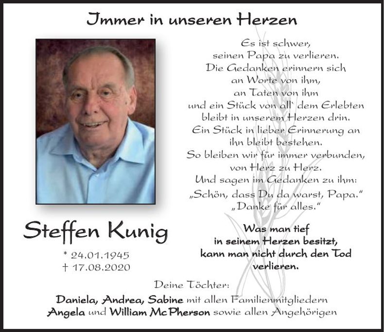 Traueranzeige Steffen Kunig