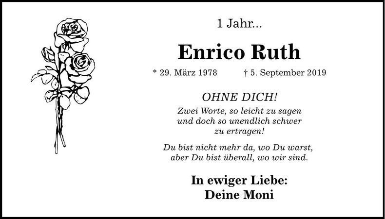 Traueranzeige Enrico Ruth