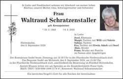 Traueranzeige Waltraud Schratzenstaller
