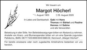 Traueranzeige Margot Höcherl