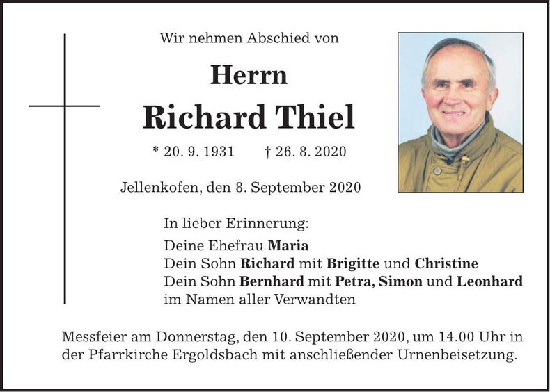 Traueranzeige Richard Thiel