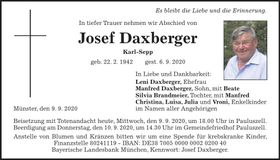 Traueranzeige Josef Daxberger