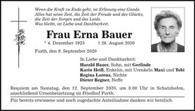 Traueranzeige Erna Bauer