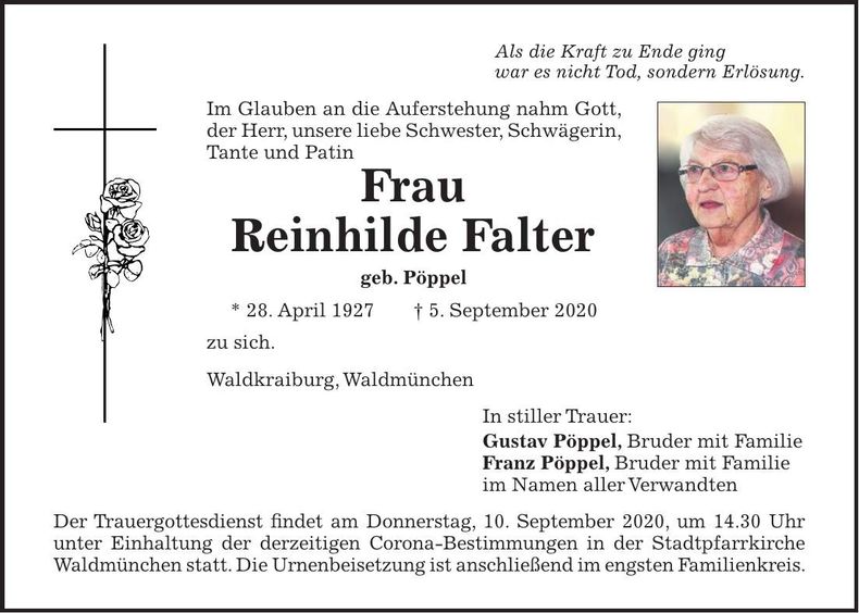 Traueranzeige Reinhilde Falter
