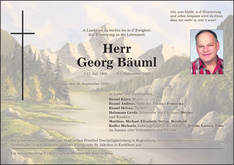Traueranzeige Georg Bäuml