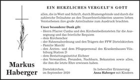 Traueranzeige Markus Haberger