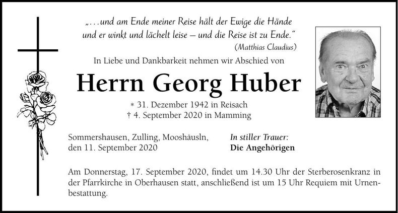 Traueranzeige Georg Huber