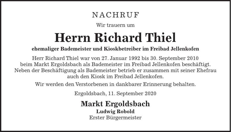 Traueranzeige Richard Thiel