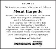 Traueranzeige Mesut Harputlu