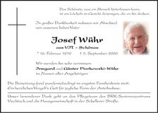 Traueranzeige Wühr Josef