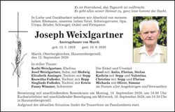 Traueranzeige Joseph Weixlgartner