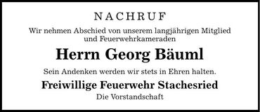 Traueranzeige Georg Bäuml