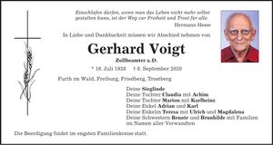 Traueranzeige Gerhard Voigt