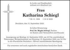Traueranzeige Katharina Schiegl