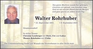Traueranzeige Walter Rohrhuber