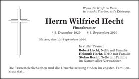 Traueranzeige Wilfried Hecht