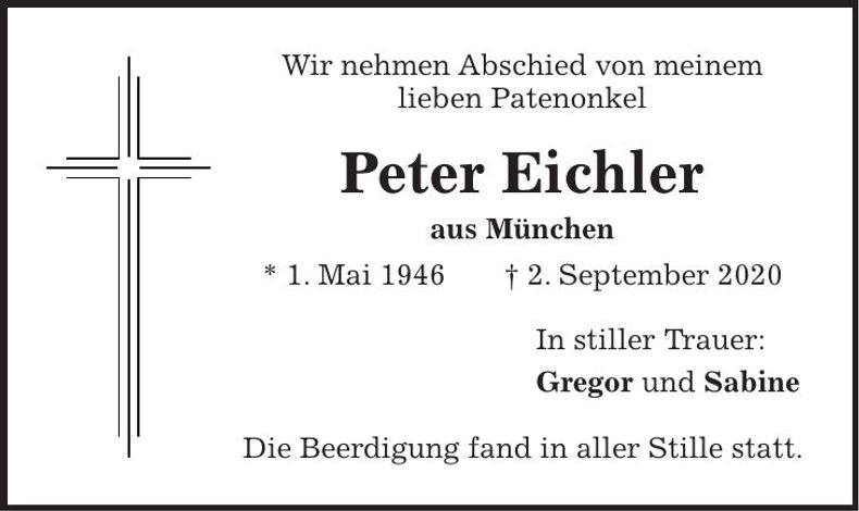 Traueranzeige Peter Eichler