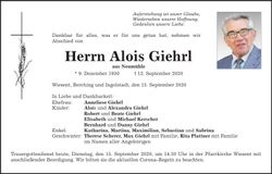 Traueranzeige Alois Giehrl