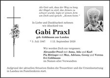 Traueranzeige Gabi Praxl