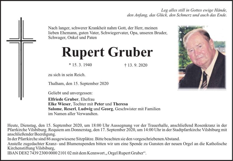 Traueranzeige Rupert Gruber
