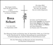 Traueranzeige Rosa Schart