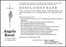 Traueranzeige Angela Knott