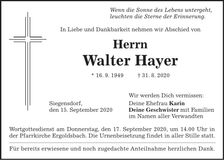 Traueranzeige Walter Hayer