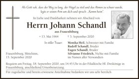 Traueranzeige Johann Schandl