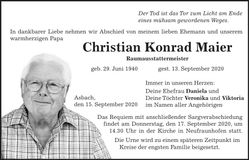 Traueranzeige Christian Konrad Maier