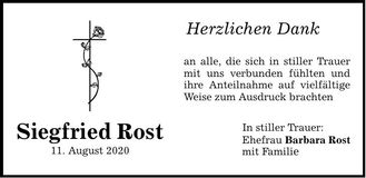 Traueranzeige Siegfried Rost