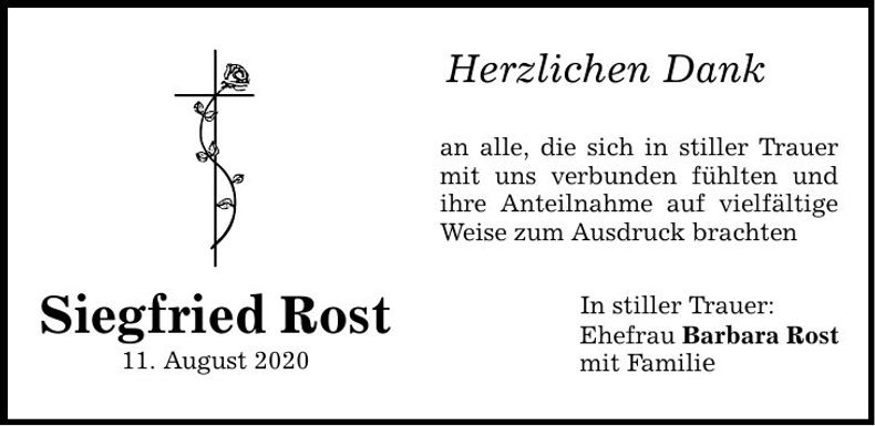 Traueranzeige Siegfried Rost