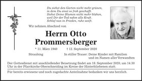 Traueranzeige Otto Prommersberger