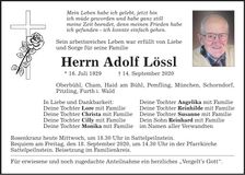 Traueranzeige Adolf Lössl