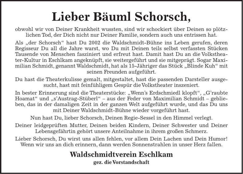 Traueranzeige Georg Bäuml