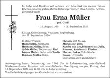 Traueranzeige Erna Müller