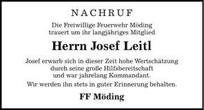 Traueranzeige Josef Leitl