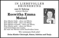 Traueranzeige Roswitha Emma Moissl