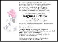 Traueranzeige Dagmar Lettow