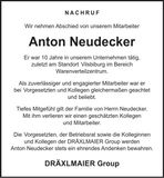 Traueranzeige Anton Neudecker