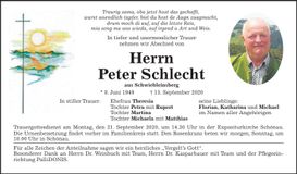 Traueranzeige Schlecht Peter