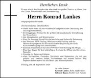 Traueranzeige Konrad Lankes