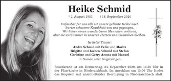 Traueranzeige Heike Schmid