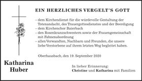Traueranzeige Katharina Huber