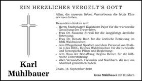 Traueranzeige Karl Mühlbauer