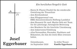 Traueranzeige Josef Eggerbauer