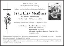 Traueranzeige Elsa Meißner