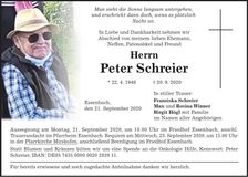 Traueranzeige Peter Schreier