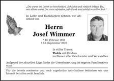 Traueranzeige Josef Wimmer