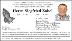 Traueranzeige Siegfried Zobel