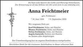 Traueranzeige Anna Feichtmeier